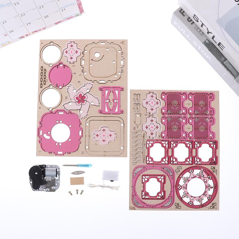 3D Wooden Puzzles For Adults Diy Wind Up Music Box Puzzle Material Kit Vintage Ring Storager Unique Gift