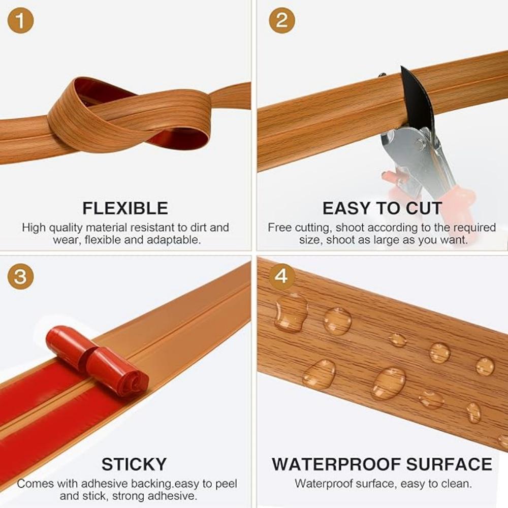 1PC 2/3metersX4cm Self-adhesive PVC Decorative Edge Strip Inner and Outer Corner Protection Strips, Used for Wall and Table
