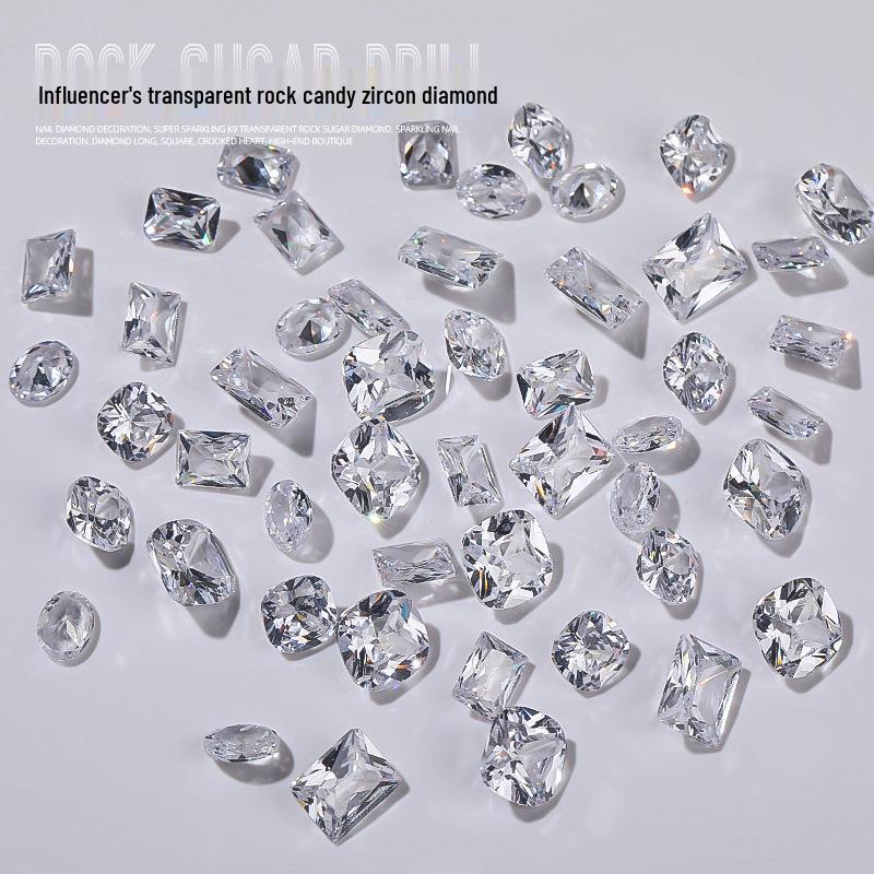

Zircon Rhinestone Nail Art Jewelry - High-End Transparent Rock Candy Accessories