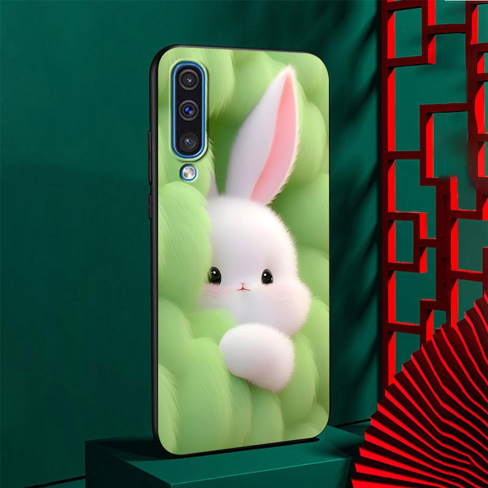 A Cute Rabbit With A Purple Hat Case for Samsung Galaxy A10s A50 A50s A02s A03s A20 A30 A20e A70 A70s A20s A30s A10 Black Cover