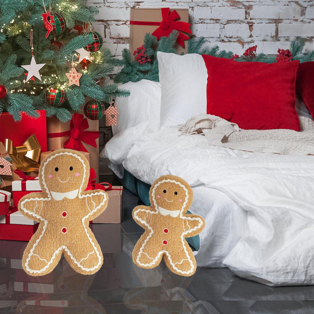 Gingerbread Man Star Pillow - Christmas Decor Cushion