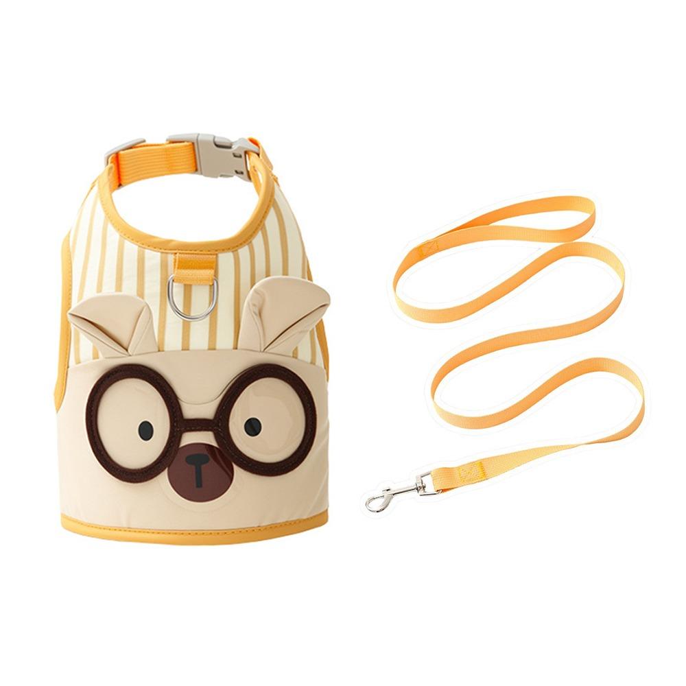 Cartoon Design Dog Harness and Leash Set Breathable Pet Chest Strap Set Durable Pet Vest Puppy