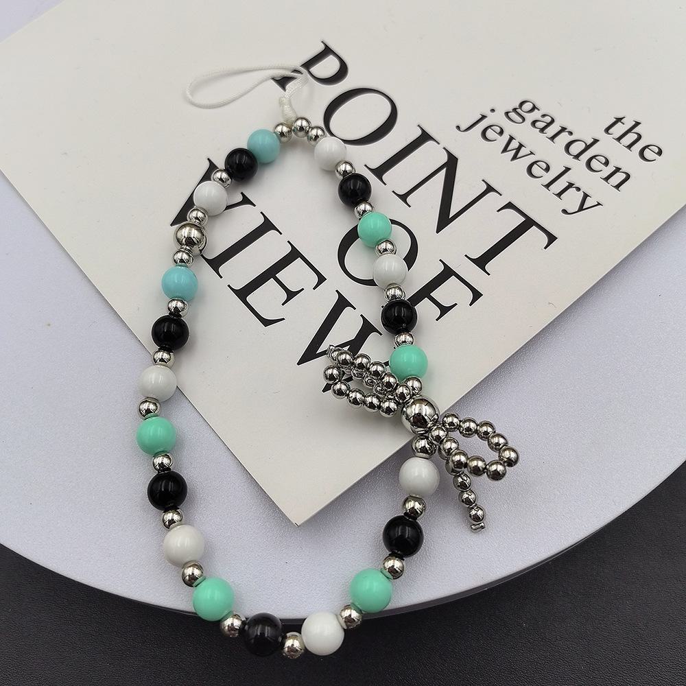 

Новый креативный шнурок-бантик из бисера и жемчуга для чехла для мобильного телефона - брелок-подвеска с ПЗС-камерой озеро синий