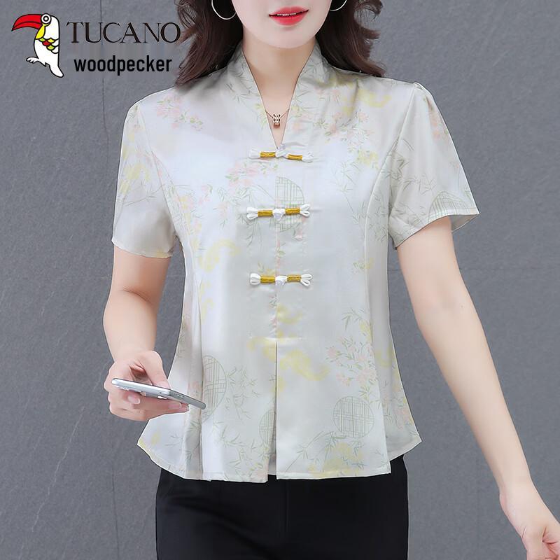 Elegant New Chinese Style Floral T-shirt 3XL