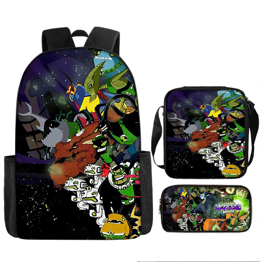 Less Hacker Backpack Ben 10 Student School Bag Anime Cartoon Backpack Lunch Bag Satchel Pencil Case