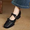 Fashion Mary Jane New Women Shoes Ballet Bow Square Toe Mid Heels Nude Shoes Fashion Casual Elegant Shallow Pumps