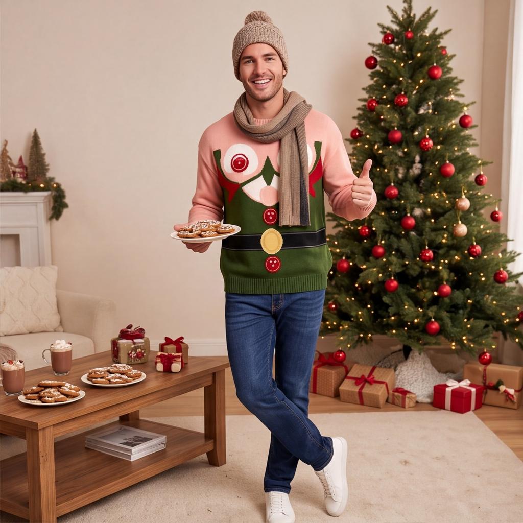 Unisex Funny Cute Casual Round Neck Christmas Sweater