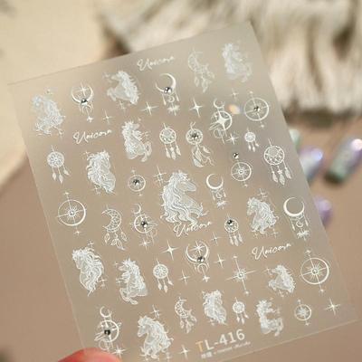 Ins Stil Traumhaftes Pferd Sterne Mond Traumfänger Nagelkunst Aufkleber Süßes Girly 3D Selbstklebend Maniküre Abziehbild Nagelaufkleber