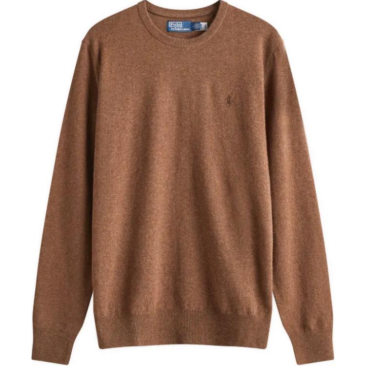 

Polo Ralph Lauren Однотонный свитер с вышивкой логотипа, с круглым вырезом и длинными рукавами, мужской свитер, коричневый 710876714-016 M