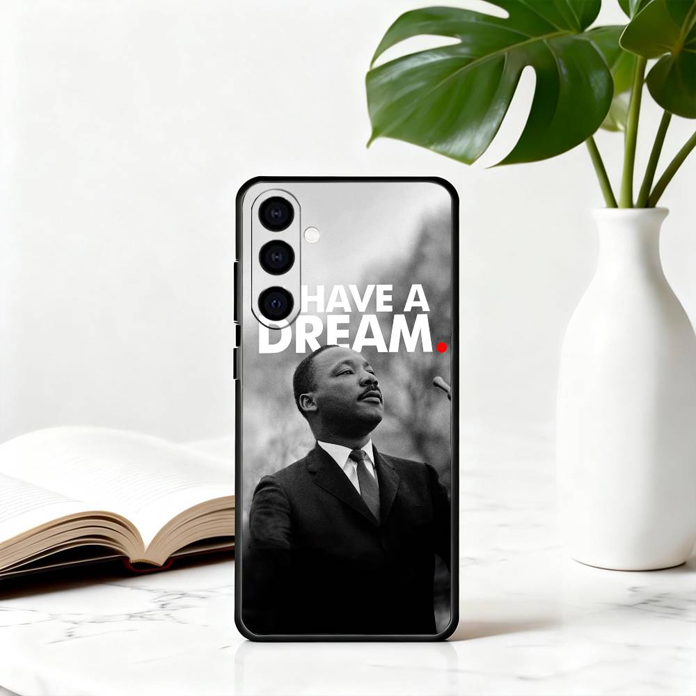 Great M-Martin Luther King Jr Phone Case Black Silicone Soft For Samsung Galaxy A73,A72,A71,A70,A53,A52,A51