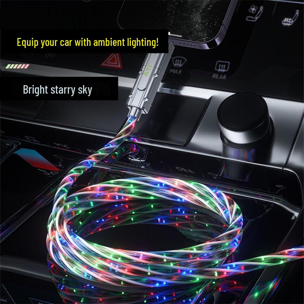 Starry Sky Multi-functional Four-in-One Charging Cable with Seven-Color Car Atmosphere Light