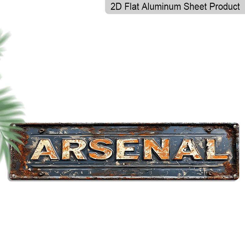 

2D Flat, 1pc ARSENAL Aluminum Decorative Sign Panel 15.7x3.9inch - Vintage Mural with Rustic Orange and Design, Perfect for Home, Bar, Garage 40cm x 10cm