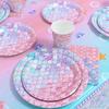Accesorii pentru decorațiuni pentru ziua de naștere Set de veselă de unică folosință Farfurie de hârtie pentru petrecere cu sirenă