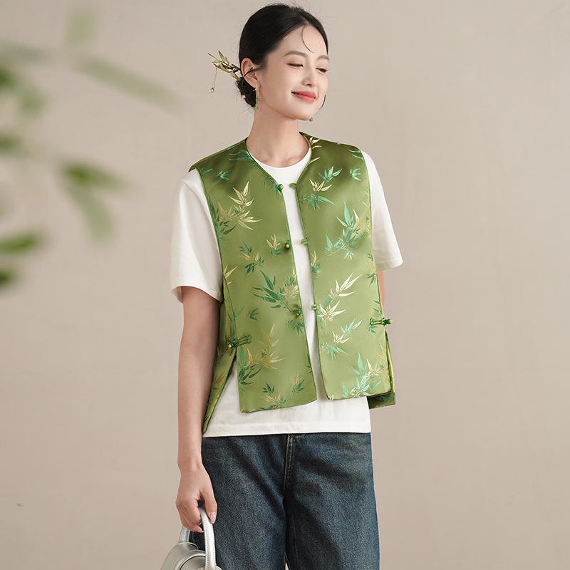 

Green Song Brocade Camisole - Women s Spring/Summer 2025 Short Sleeveless Top S