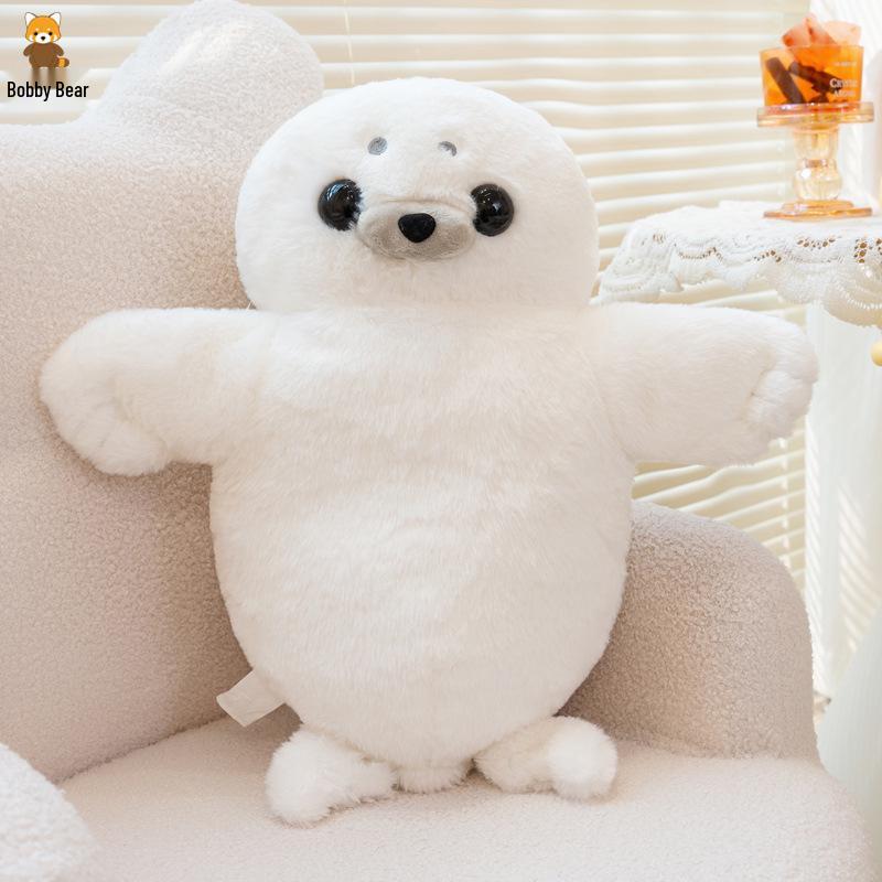 

Bobbi Bear Large Plush Seal Cushion - Lying Down Lazy Seal Toy White Lazy Lying Seal