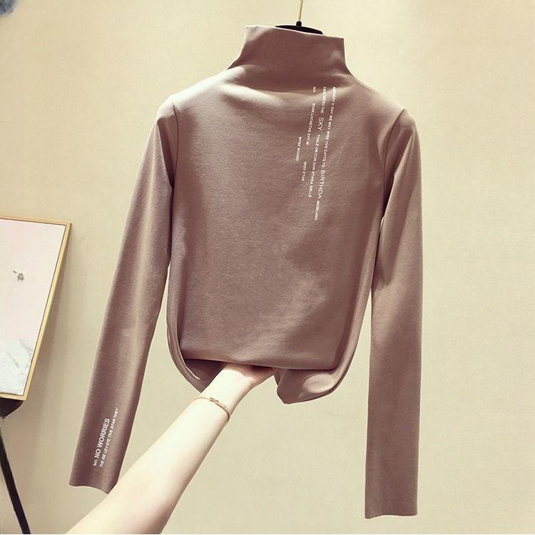 Women Turtleneck Long Sleeve Top Cotton Stretch Base Blouse Bottoming Shirt
