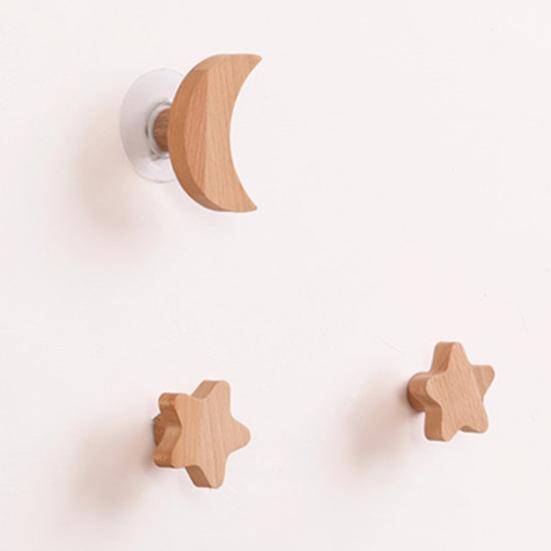 Kids Room Wall Hooks Wooden Hook, Cartoon Decorative Space Saving Hanger, Key Holders for Two Installation Ways Organizer Bedroom And