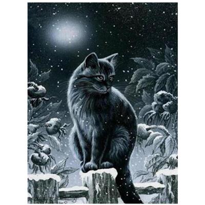 Pittura Diamante Fai da Te 5D Gatto Invernale Ricamo Diamante Kit Mosaico Completo Punto Croce Decorazioni per la Casa Regali Fatti a Mano