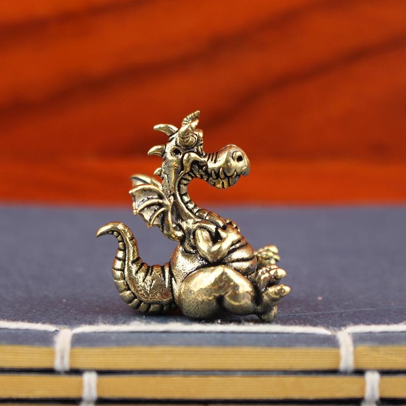 Fengshui Čínská socha létajícího draka Figurky Vintage mosazné Šťastné zvíře Dekorativní figurky Domácí dekorace Ozdoby Řemesla