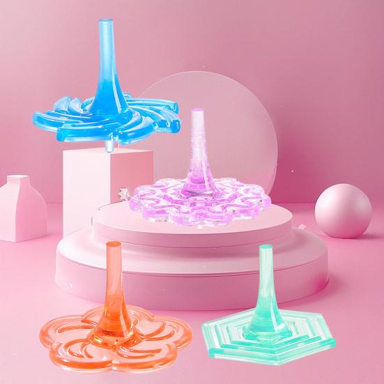 24Pcs Transparent Acrylic Spinning Top Portable Travel Kids Mini Gyroscope Educational Colorful Spinner Toy Toddlers Boys Girls Gift Party Favors