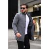 Men's Casual Cut Windproof Buttoned Long Black Cuff Coat