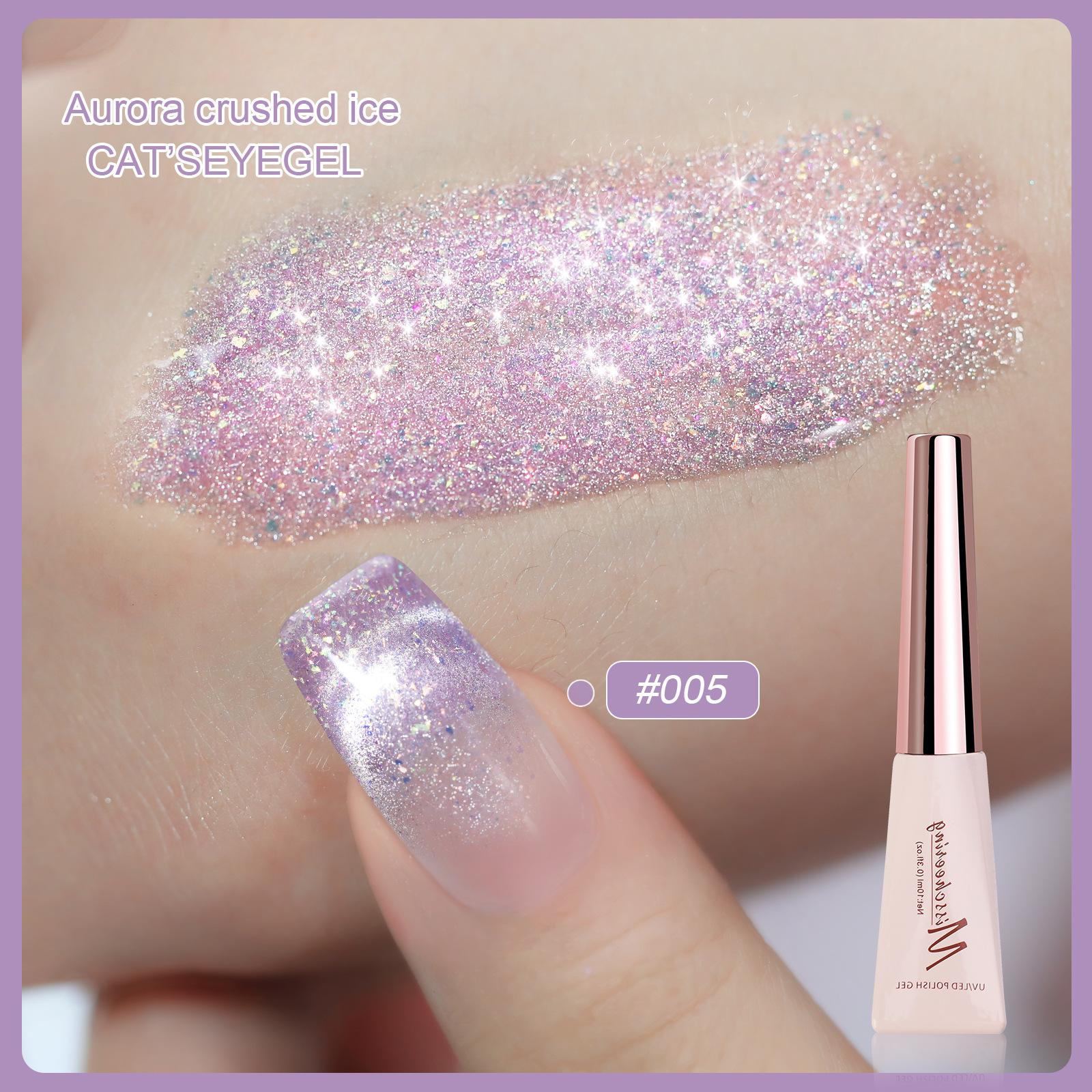 

Маленький набор для маникюра с кристаллами в виде кошачьего глаза, прозрачный лак для ногтей Aurora Flash, клей для ногтей