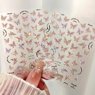 Shell Light Schmetterling Nagelkunst Sticker Relief mit Kleber 5D Fee Dreidimensionaler Schmetterling Nägel Sticker