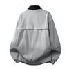 Mens Casual Workwear Jacket With Stand Collar Loose Fit Waterproof Nylon Fabric Fall Outdoor Wear