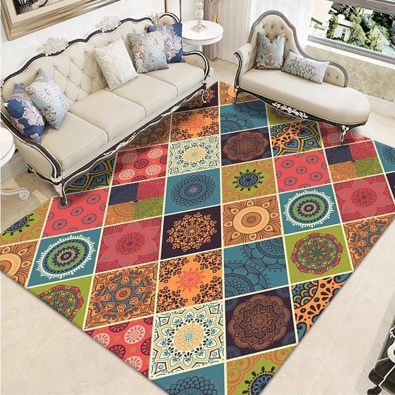 Retro Persia Ethnic Style Carpet Party Living Room Sofa Bedroom Bedside Study Entrance Door Rug Non-slip Luxury Home Decor Mat