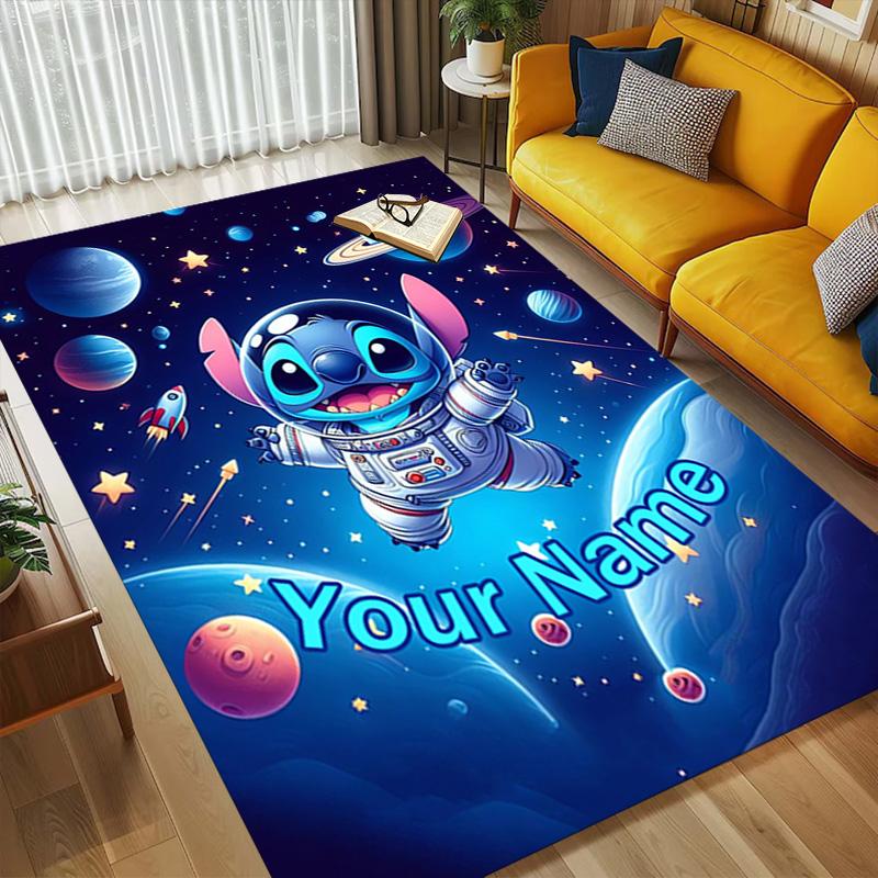 Personalized Name Stitch Dreams Living Room Non-Slip Area Rug Soft Carpet for Bedroom Kids Playroom Sofa Office Home Decor Doormat