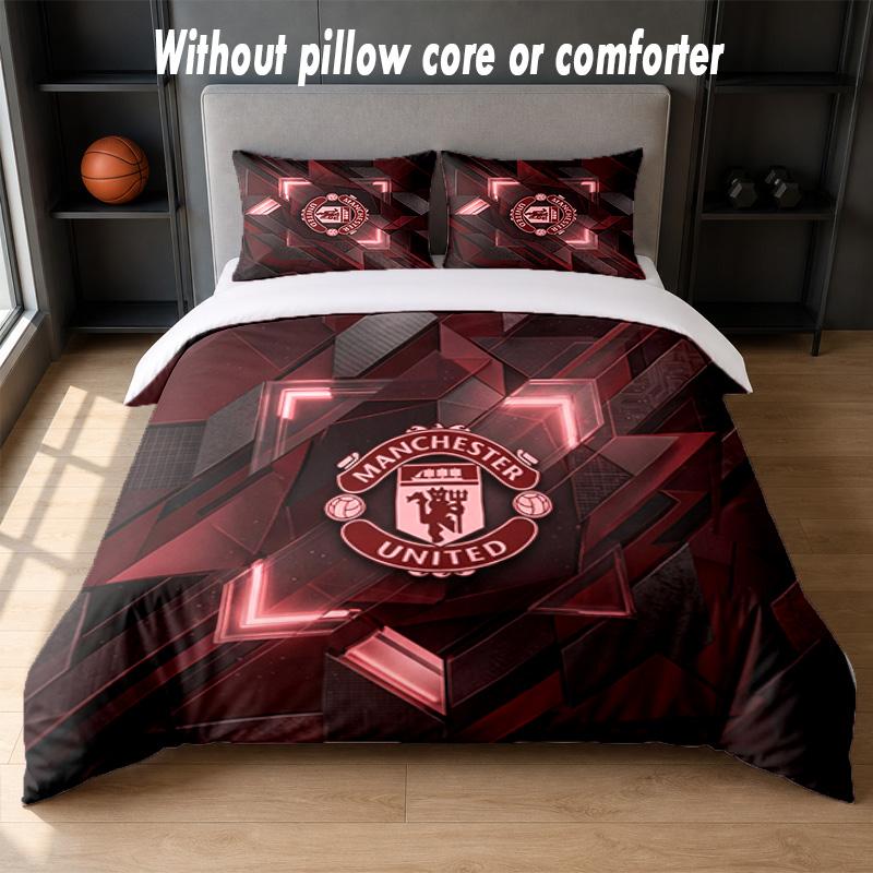 Manchester United Diseño Juego de Cama Ropa de Cama 1 Funda Nórdica + 2 Fundas de Almohada Suave Transpirable Ropa de Cama para el Hogar