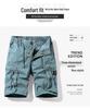 Summer Men's Cotton Multi-Pocket Riding Shorts: Durable, Washed, and Trendy Casual Wear.