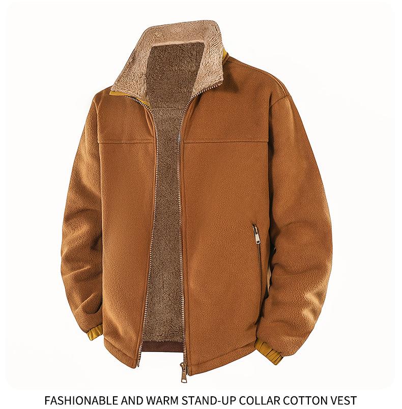 Men's Stand-up Collar Fleece Jacket: Thick Autumn/Winter Polar Fleece In Stock