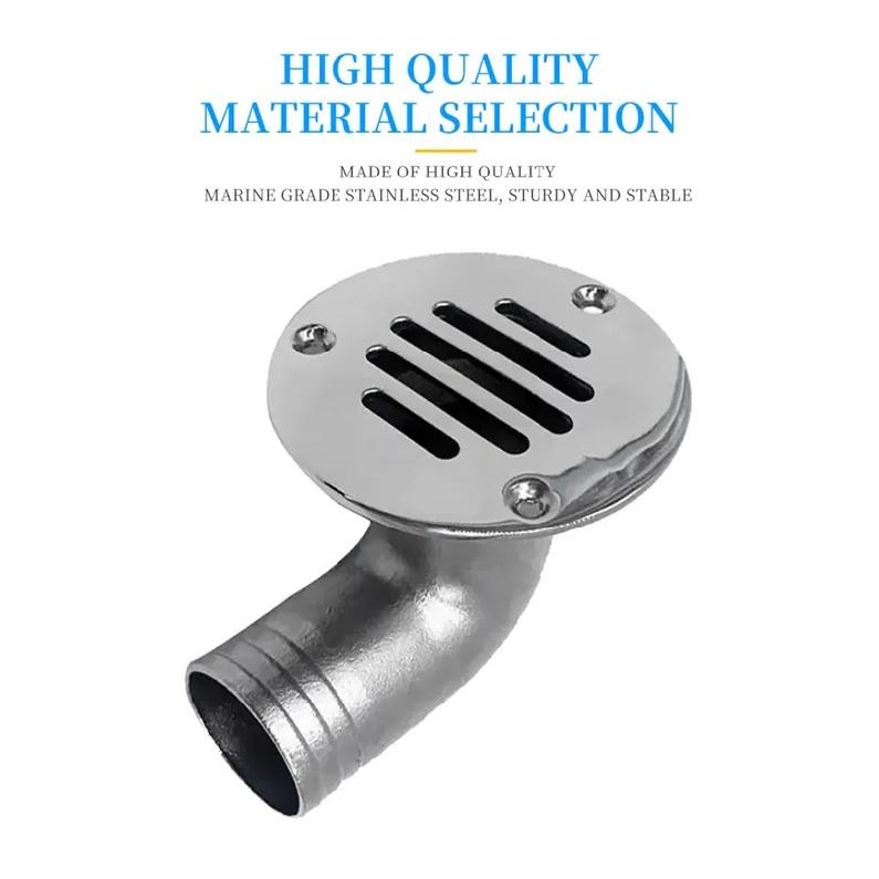 Marine Hardware 316 Stainless Steel 32MM/38MM Doats Floor Deck Cockpit Drain Scupper One-piece Curved Floor Drain