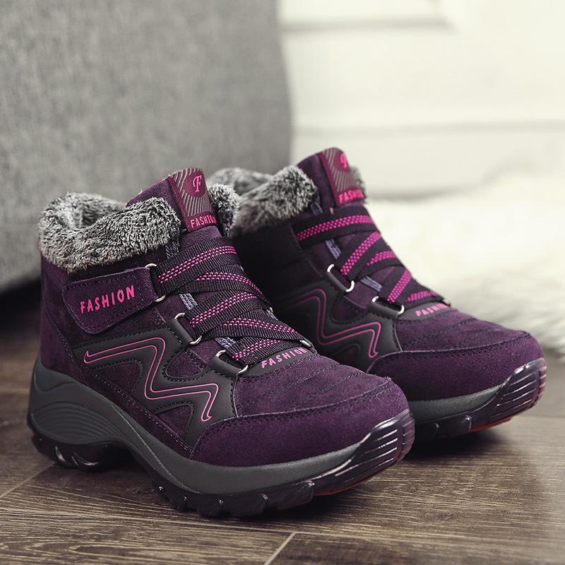 Schneestiefel, gepolstert, warm, Damenschuhe, mittelgroß, dicker Boden, Outdoor-Baumwollschuhe, Speedway, große Freizeitschuhe, weiblich