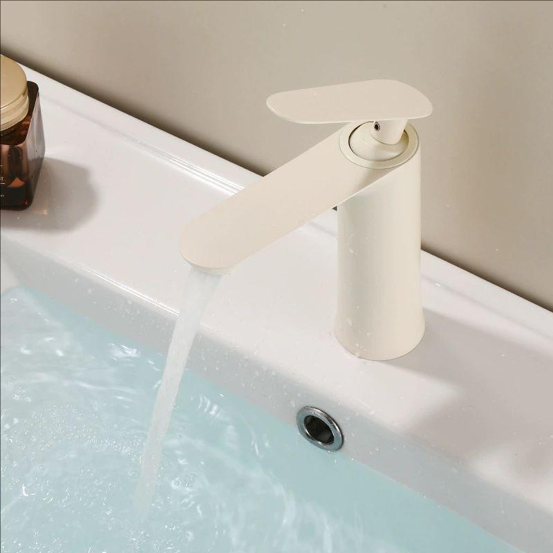 Grey Basin Faucet Hot and Cold Mixers Bathroom Wash Basin Faucets Taps Single handle Cream White Basin Faucets