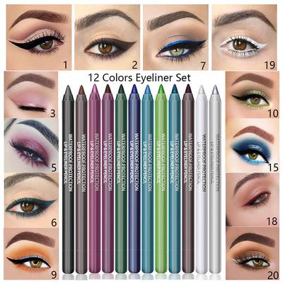 Eyeshadow Pen Eyeliner 14 Colors Monochrome Highlighter Multifunctional Eyeliner Pearl Glitter Eyeliner Gel Pen Eye Makeup Pen