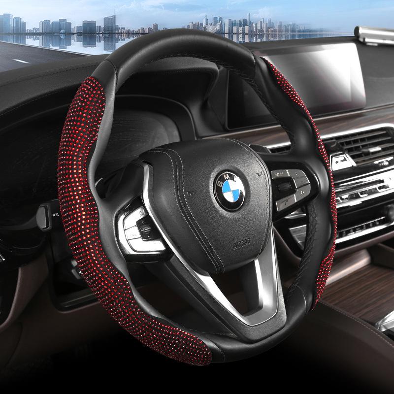 Light and light diamond car steering wheel card cover four seasons universal non -slip and folding resistance Hengwen BMW car handle