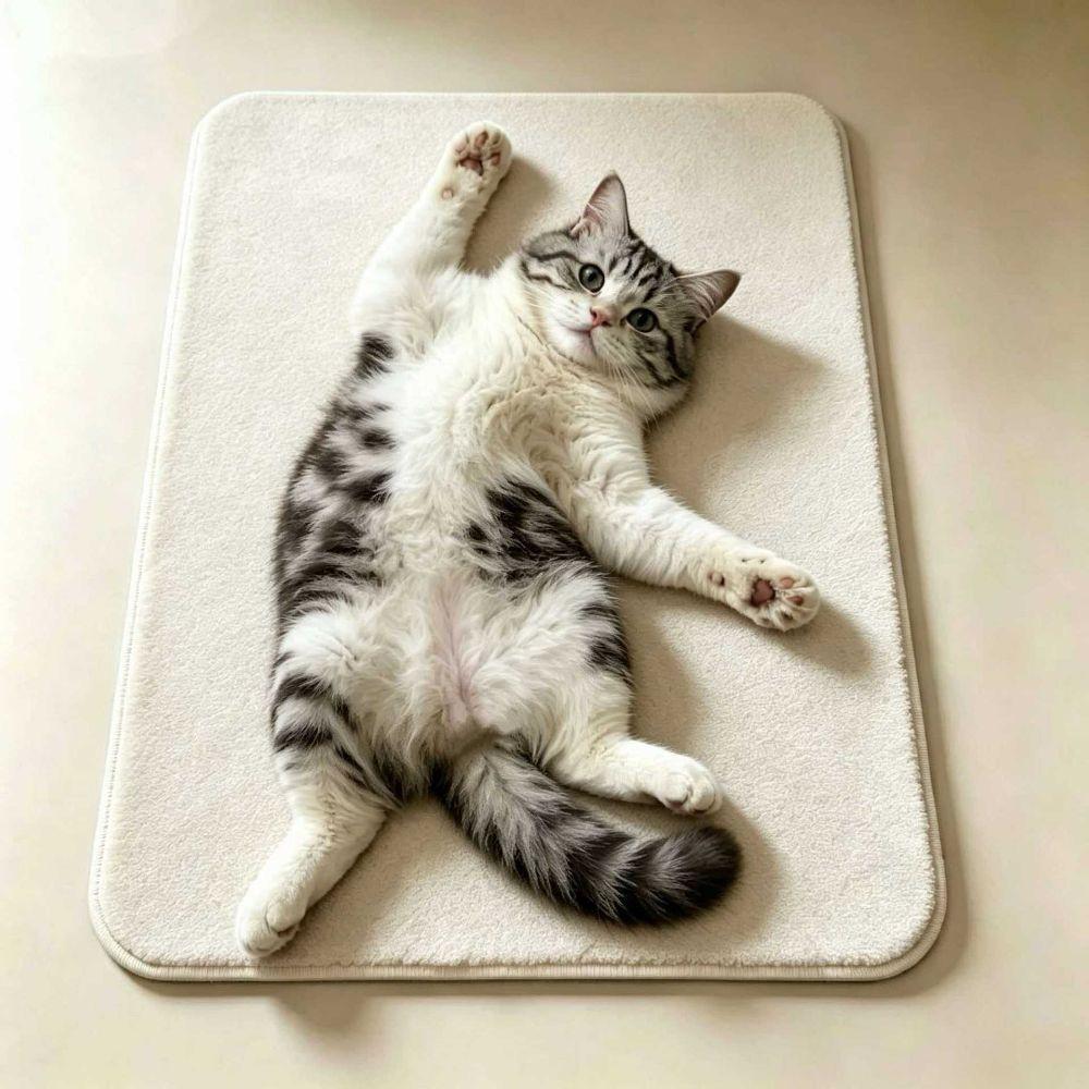 Water-absorbing Cute Cat Floor Mat Non-slip Floor Mat New Bathroom Carpet Living Room Tea