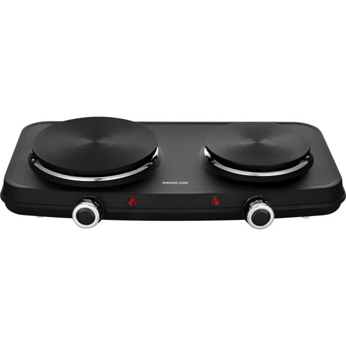 Plaque de cuisson électrique Sencor SCP 2254BK - 2 feux fonte - 2500 W - Thermostat réglable - Noir