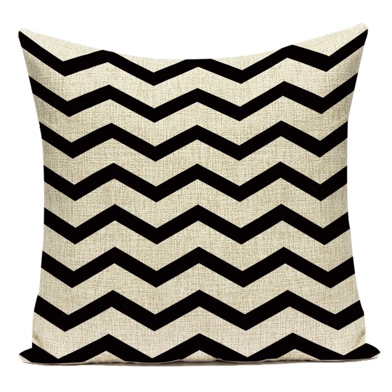 Czarny Biały Prosty Geometryczny Pasek Linia Dekoracyjna Poduszka Poliester Sofa Wystrój Domu Poszewka na Poduszkę do Salonu Poszewka