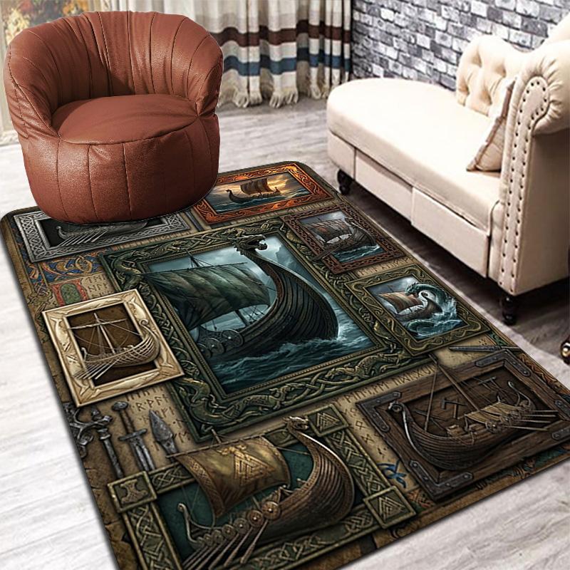 Ship Art Compilation Pattern Rug Floor Mat for Living Room or Bedroom Soft and Comfortable Carpet a Gift for Birthday and Holiday.