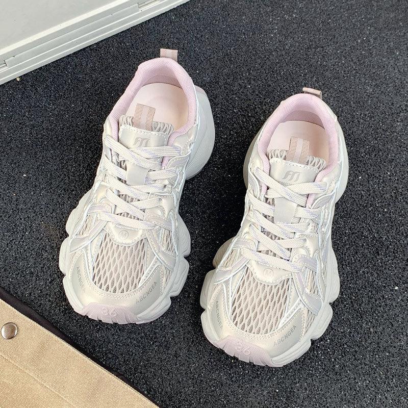 Mesh dad shoes women's spring and autumn new platform fashion casual shoes gray running sneakers women
