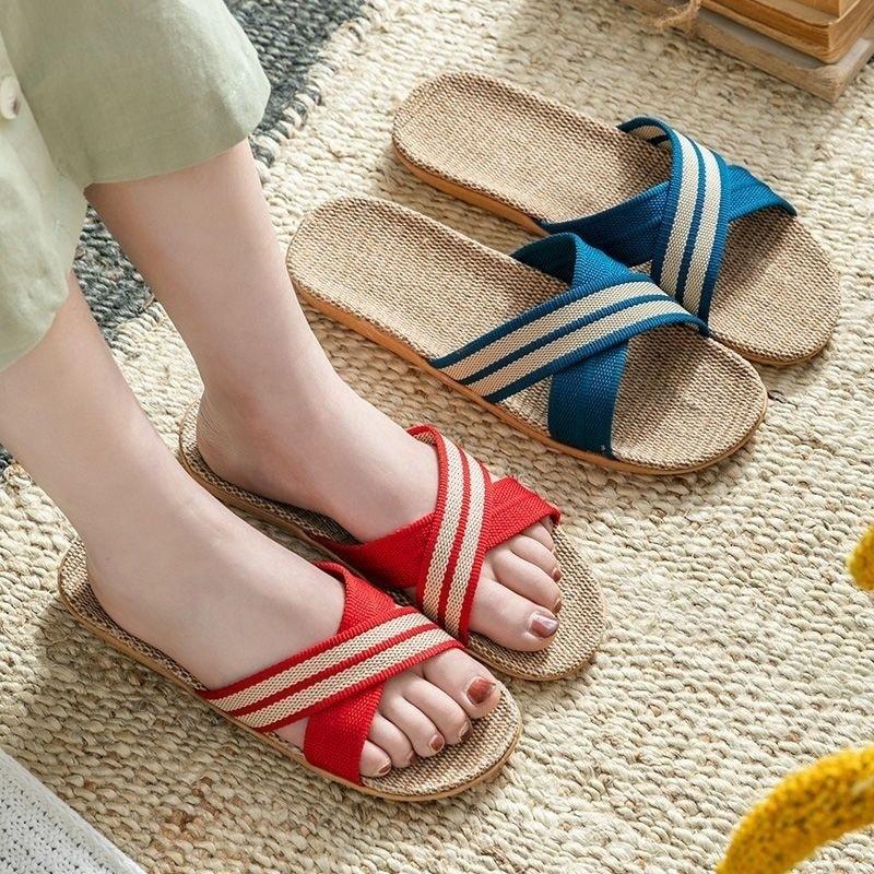 Linen Cool Slippers Indoor Temperament Hemp Drag Light Slippers Male and Female Couples