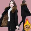 Parker Mid-length Padded Jacket Winter Women's Loose Plus Velvet Padded Jacket Lamb Down Padded Jacket Thickened Jacket