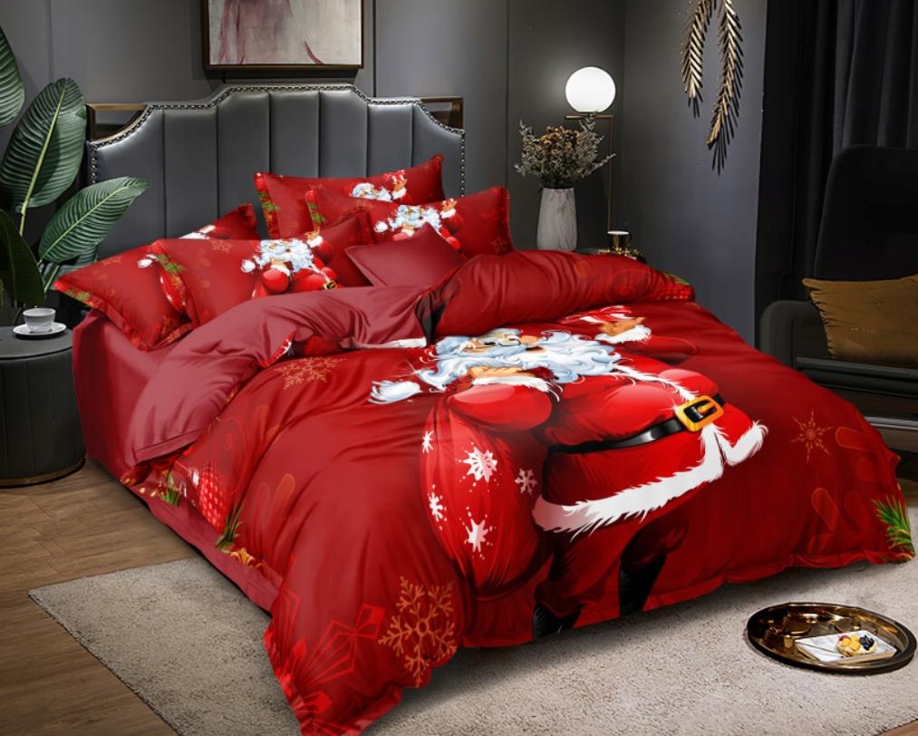Christmas bedding 3D realistic pattern 160x200 + 2 pillowcases, cat, dog