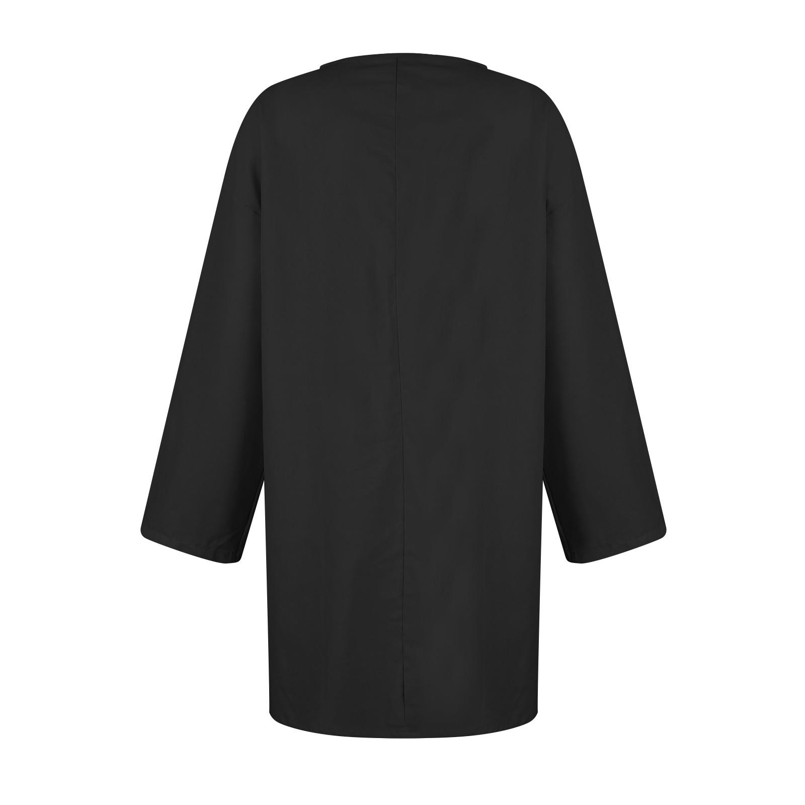 Женское однотонное повседневное платье из хлопка и льна с v-образным вырезом и рукавами — фото 6