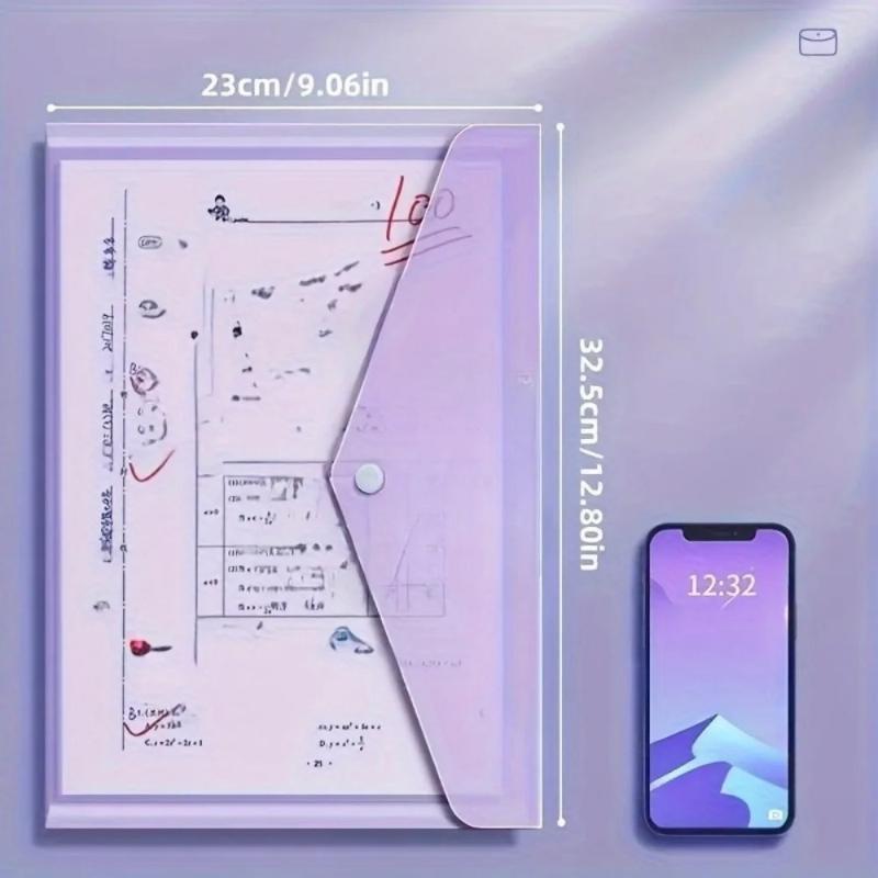 10Pcs A4 Transparent Plastic File Folders Waterproof Pp Document Storage Bags Student Test Papers & Office Organization Supplies