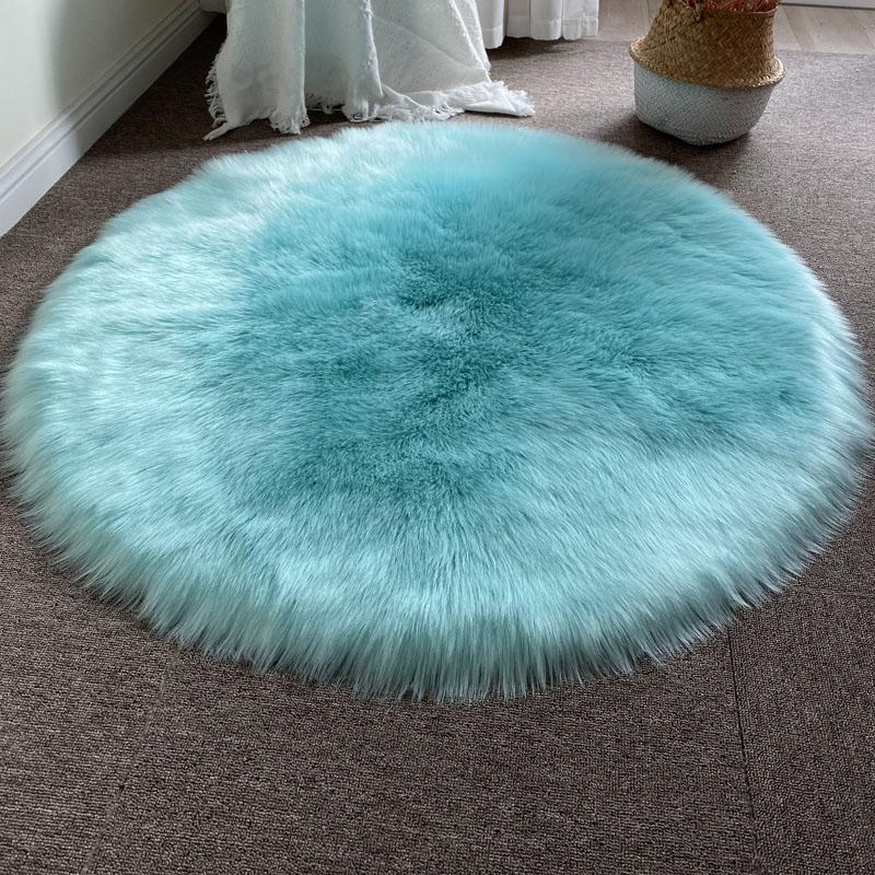 Round Carpet Shaggy Sheepskin Children'S Bedroom White Fur Rug Soft Thick Living Room Sofa Area Rug Artificial Wool Carpet Decor