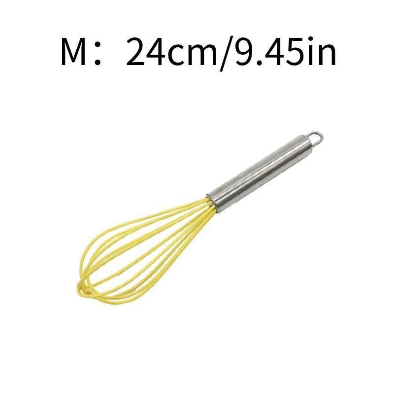 Factory Custom Stainless Steel 304 Egg Beater Cream Whisk Mixer 10 Inch Yellow Silicone